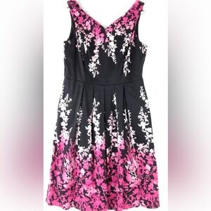 White House Black Market Black and Pink Floral Dress